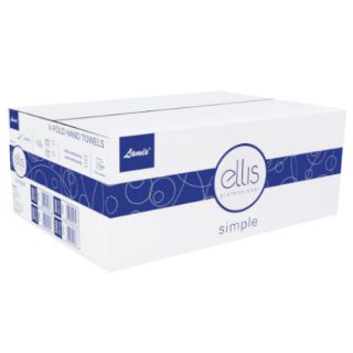 Ręczniki składane Lamix Ellis Professional Simple 2837 typu V, biały papier celulozowy ze wzorem, 2-warstwowe, do dozowników 20 x 150 listków