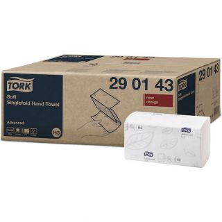Ręczniki składane Tork Singlefold Advanced H3 typu V, biały papier celulozowy, 1-warstwowe, do dozowników 15 x 250 listków