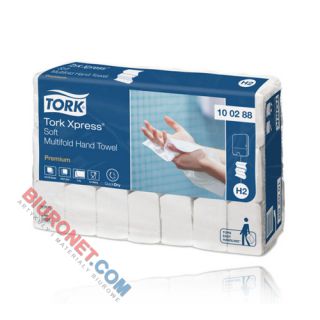 Ręczniki składane Tork Xpress Multifold Premium H2 typu M, biały papier celulozowy, 2-warstwowe, do dozowników 21 x 110 listków