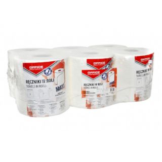 Ręczniki w rolce Office Products Maxi, biały papier celulozowy 18 g, 2-warstwowe, do dozowników 6 rolek x 120 m