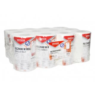 Ręczniki w rolce Office Products Mini, biały papier celulozowy 18 g, 2-warstwowe, do dozowników 12 rolek x 50 m