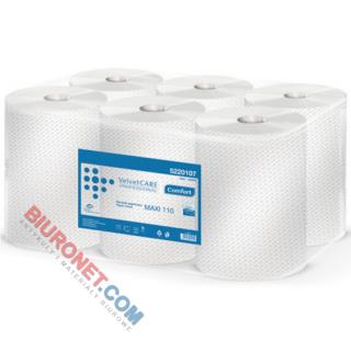 Ręczniki w rolce Velvet CARE Professional Maxi 110 Comfort, biały papier celulozowy, 2-warstwowe, do dozowników 6 rolek x 110 m