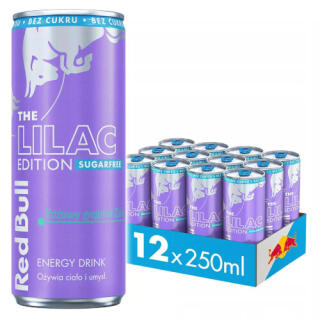 Red Bull SugarFree The Lilac Edition Różówy Grejfrut - Zioła 250ml, gazowany napój energetyczny bez cukru, w puszce 12 sztuk