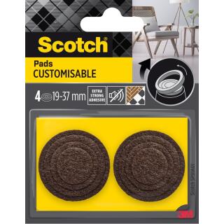 Regulowane podkładki filcowe Scotch Customisable, okrągłe 19-37 mm, samoprzylepne, beżowe 4 sztuki