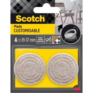 Regulowane podkładki filcowe Scotch Customisable, okrągłe 19-37 mm, samoprzylepne, brązowe 4 sztuki