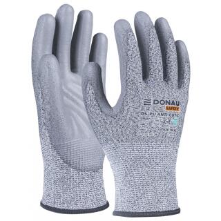 Rękawice antyprzecięciowe Donau SAFETY DS-PU Anti-Cut C 12 par, szare rozmiar 8
