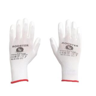Rękawice do prac monterskich TK Gloves ROOSTER, powleczone poliuretanem, 12 sztuk, białe rozmiar 6
