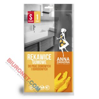 Rękawice gumowe Anna Zaradna, żółte, 1 para, antypoślizgowe rozmiar S
