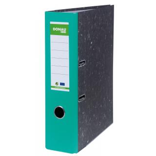 Segregator Donau ECO A4/80 mm z dźwignią, kolorowy grzbiet, marmurkowe boki zielony
