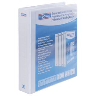 Segregator ofertowy Donau A4, ringowy 2DR/40mm, grzbiet 63 mm, 5 kieszeni biały