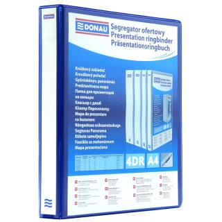 Segregator ofertowy Donau A4, ringowy 4DR/30mm, grzbiet 63 mm, 5 kieszeni niebieski