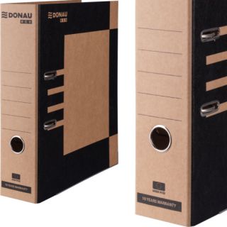 Segregator z tektury Donau ECO Maxi A4/80 mm, z dźwignią i dolną listwą wzmacniającą brązowo - czarny