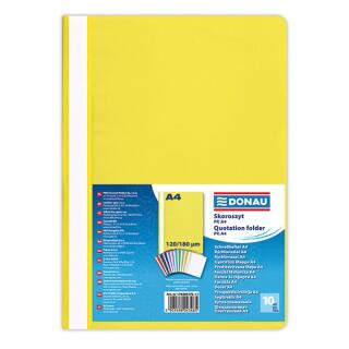 Skoroszyt plastikowy Donau A4, miękki 120/180 mikronów, 10 sztuk żółty
