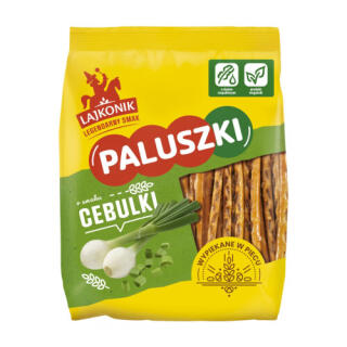 Słone Paluszki Lajkonik, o smaku cebulki, w torebce 150 g