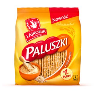 Słone Paluszki Lajkonik, z sezamem, w torebce 150g