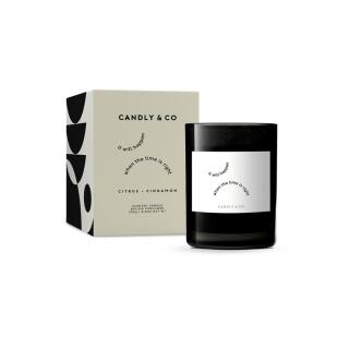 Świeca sojowa Candly & Co 250 g, zapach No.1 Geranium i Kadzidło, w szkle z cytatem They Say You Are What You Eat