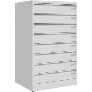 Szafka kartotekowa Malow na dokumenty A6 poziomo, metalowa, szerokość 77,5 cm 8 szuflad