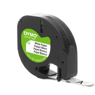 Taśma do drukarki Dymo LetraTag, papierowa 12mm x 4m biała