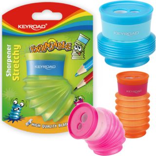 Temperówka szkolna z rozciągliwym pojemnikiem KEYROAD Stretchy Expandable, podwójna mix kolorów