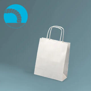 Torba papierowa 180 x 80 x 225 mm EcoBag, ze skręcanym uchwytem biała