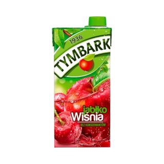 Tymbark Jabłko Wiśnia 1L, owocowy napój, w kartonie 1 sztuka