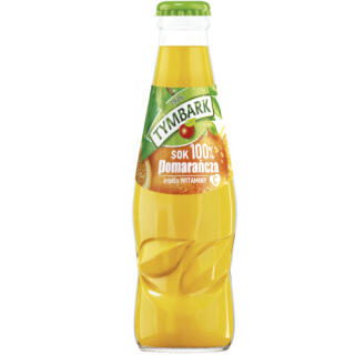 Tymbark Sok 100% Pomarańcza 200 ml, owocowy, w szklanek butelce 15 sztuk