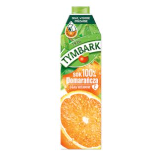 Tymbark Sok 100% Pomarańcza 300 ml, owocowy, w kartonie 1 sztuka