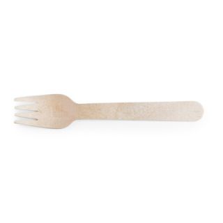 Widelce drewniane Vegware VT-FK6 15,5 cm, jednorazowe sztućce biodegradowalne 100 sztuk