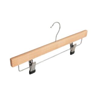 Wieszak na spodnie drewniany z klamerkami Donau HOME 10 sztuk, 35 x 17 x 1,2 cm naturalny