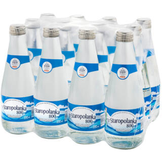 Woda mineralna średniozmineralizowana Staropolanka 800 zgrzewka 330 ml x 12 sztuk, w szklanych butelkach niegazowana