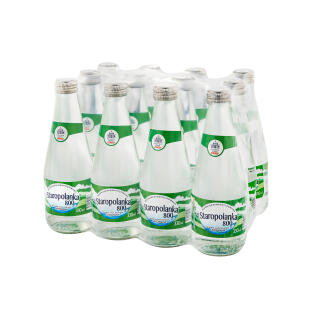 Woda mineralna średniozmineralizowana Staropolanka 800 zgrzewka 330 ml x 12 sztuk, w szklanych butelkach gazowana