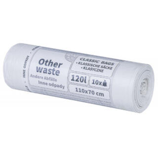 Worki do segregacji odpadów bez wiązania Donau HOME 120L x 10 sztuk, folia LDPE z recyklingu białe