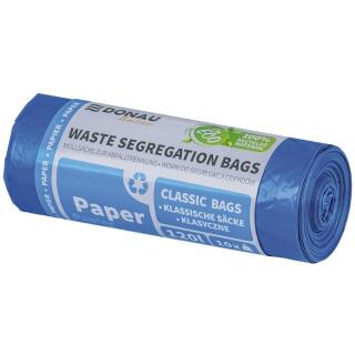 Worki do segregacji odpadów bez wiązania Donau HOME 120L x 10 sztuk, folia LDPE z recyklingu niebieskie