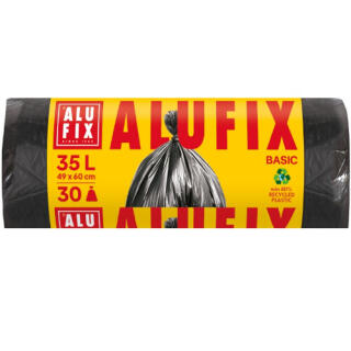Worki na odpady ALUFIX Basic HDPE, bez wiązania, czarne 35L x 30 sztuk