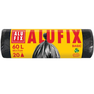 Worki na odpady ALUFIX Basic HDPE, bez wiązania, czarne 60L x 20 sztuk