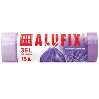 Worki na odpady ALUFIX HDPE, ściągne taśmą, o zapachu lawendy 35L x 15 sztuk