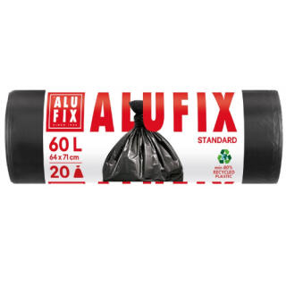 Worki na odpady ALUFIX Standard HDPE, bez wiązania, czarne 60L x 20 sztuk