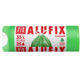 Worki na odpady ALUFIX Standard HDPE, ściągane taśmą, zielone 35L x 25 sztuk