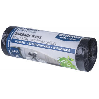 Worki na odpady bez wiązania Donau PROFESSIONAL Strong, mocne do ciężkich odpadów, czarne 160L x 10 sztuk