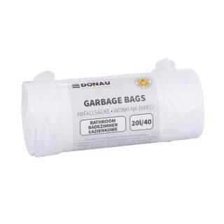 Worki na odpady łazienkowe bez wiązania Donau HOME, folia HDPE, białe 20L x 40 sztuk