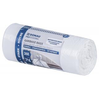Worki na odpady łazienkowe bez wiązania Donau PROFESSIONAL, folia HDPE, białe 20L x 30 sztuk