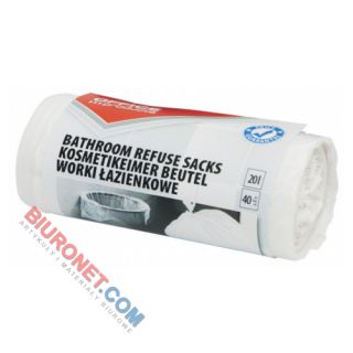 Worki na odpady Office Products HDPE, łazienkowe, białe 20L x 40 sztuk