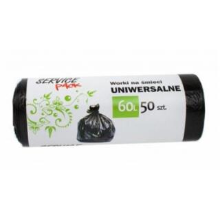Worki na odpady Stella Service Pack Uniwersalne HDLD, czarne 60L x 50 sztuk