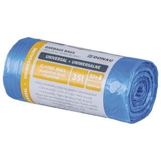 Worki na odpady uniwersalne bez wiązania Donau HOME, folia HDPE, niebieskie 35L x 50 sztuk