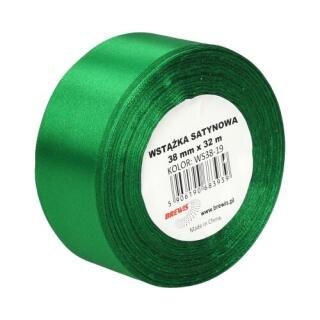 Wstążka satynowa Brewis szeroka 38 mm x 32 m, na szpulce zielona