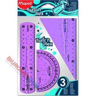 Zestaw geometrzyczny niełamilwy Maped Twist'N Flex, linijka 15 cm, ekierka, kątomierz, miks kolorów 3 elementy