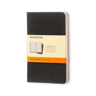 Zeszyt Moleskine Cahiers P 9x14 cm, 64 strony w linie, tekturowa oprawa, 3 sztuki czarny