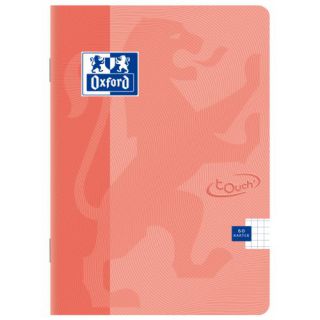 Zeszyt Oxford Touch Pastel A5, w kratkę z marginesem, miękka oprawa koralowa 60 kartek