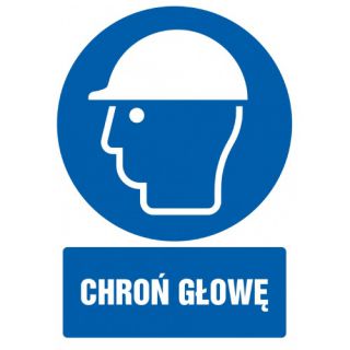 Znak chroń głowę TDC, tabliczka informacyjna na budowę, magazyn
 10,5 x 14,8 cm