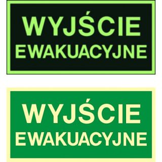 Znak TDC, tabliczka wyjście ewakuacyjne, pikogram z napisem 15 x 30 cm